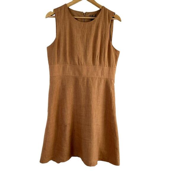 Ann Taylor Linen Sleeveless Sheath Dress with‎ Pockets in Tan, Size 6 - Picture 2 of 11